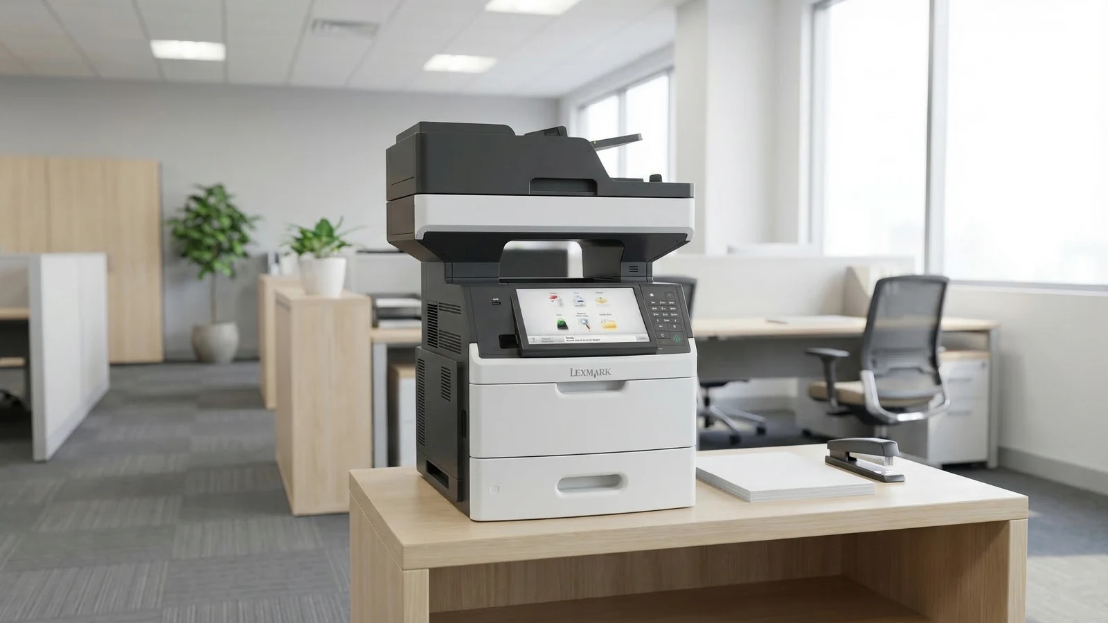 Impresora multifuncional PrintMagic en una oficina moderna