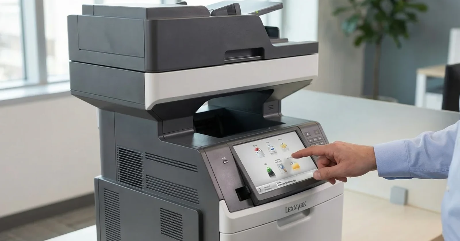 Interacción con el panel de una impresora multifuncional