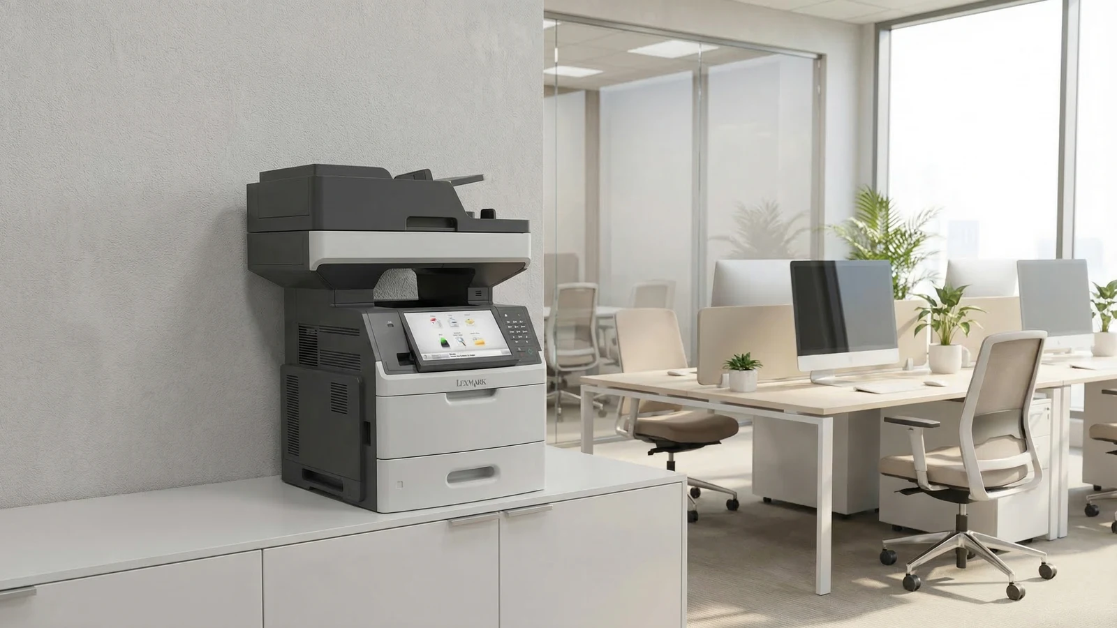 Impresora instalada en una oficina corporativa